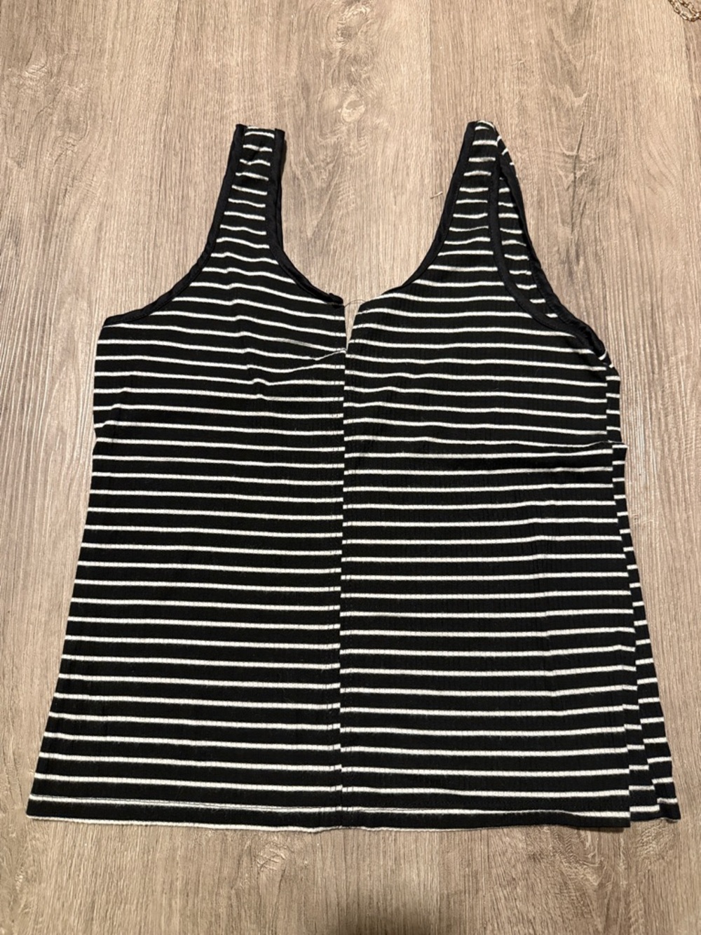 BKE Black & White Striped Scoop Neck Tank